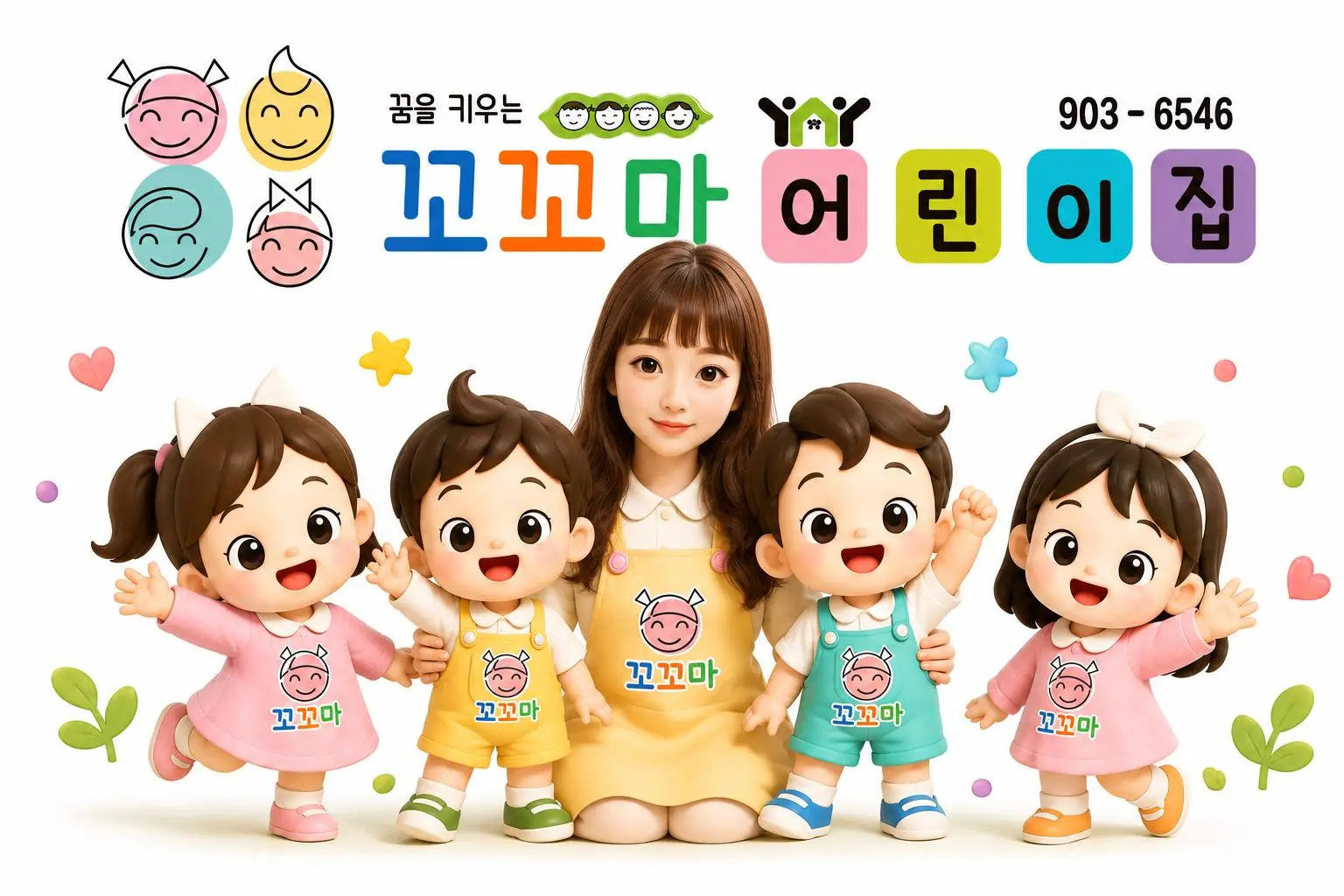 꿈을 키우는 꼬꼬마어린이집 캐릭터 로고